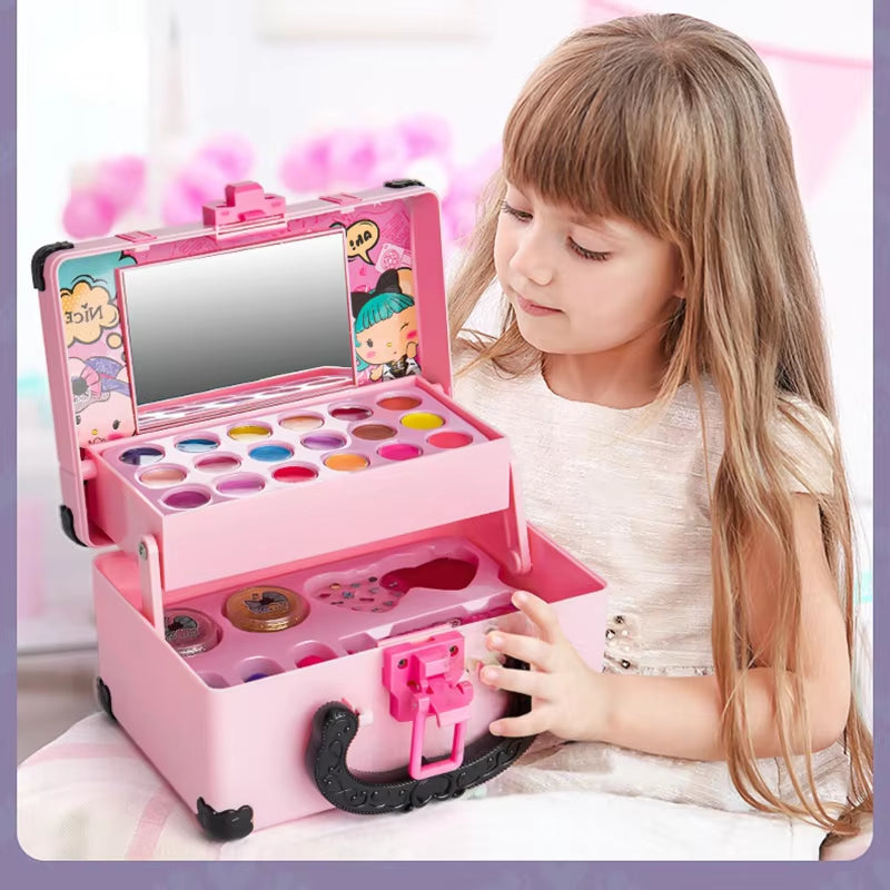 Children Makeup Cosmetics Pretend Playing Box Princess Make up Girl Toy Play Set Lipstick Eye Shadow Safety Nontoxic Kit Toy Kid