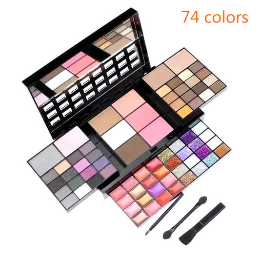 40/74/78 Colors Glitter Eyeshadow Palette Matte Waterproof Long Lasting Pressed Powder Cosmetics Kit Fashion Women Makeup Tools