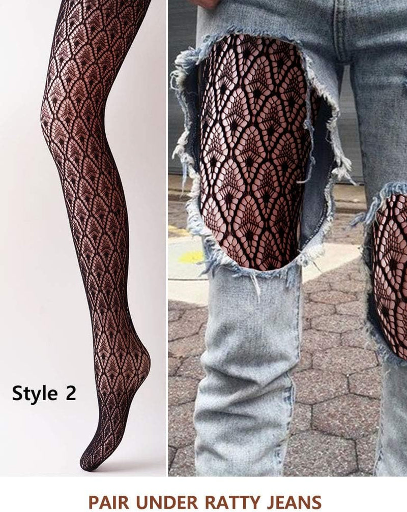 Women Patterned Fishnet Tights Black Fishnets Net Stockings Pantyhose