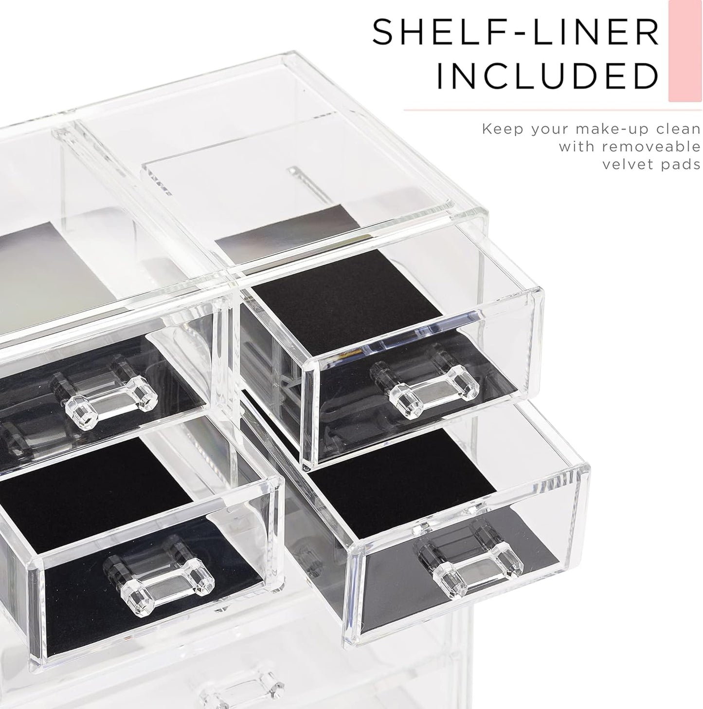 Clear Cosmetic Makeup Organizer - Make up & Jewelry Storage, Case & Display - Spacious Design - Great Holder for Dresser, Bathroom, Vanity & Countertop (3 Large, 4 Small Drawers)