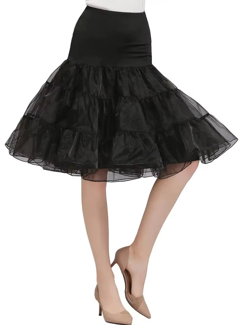 Women'S 50S Vintage Tulle Petticoat Half Slip Tutu Underskirt