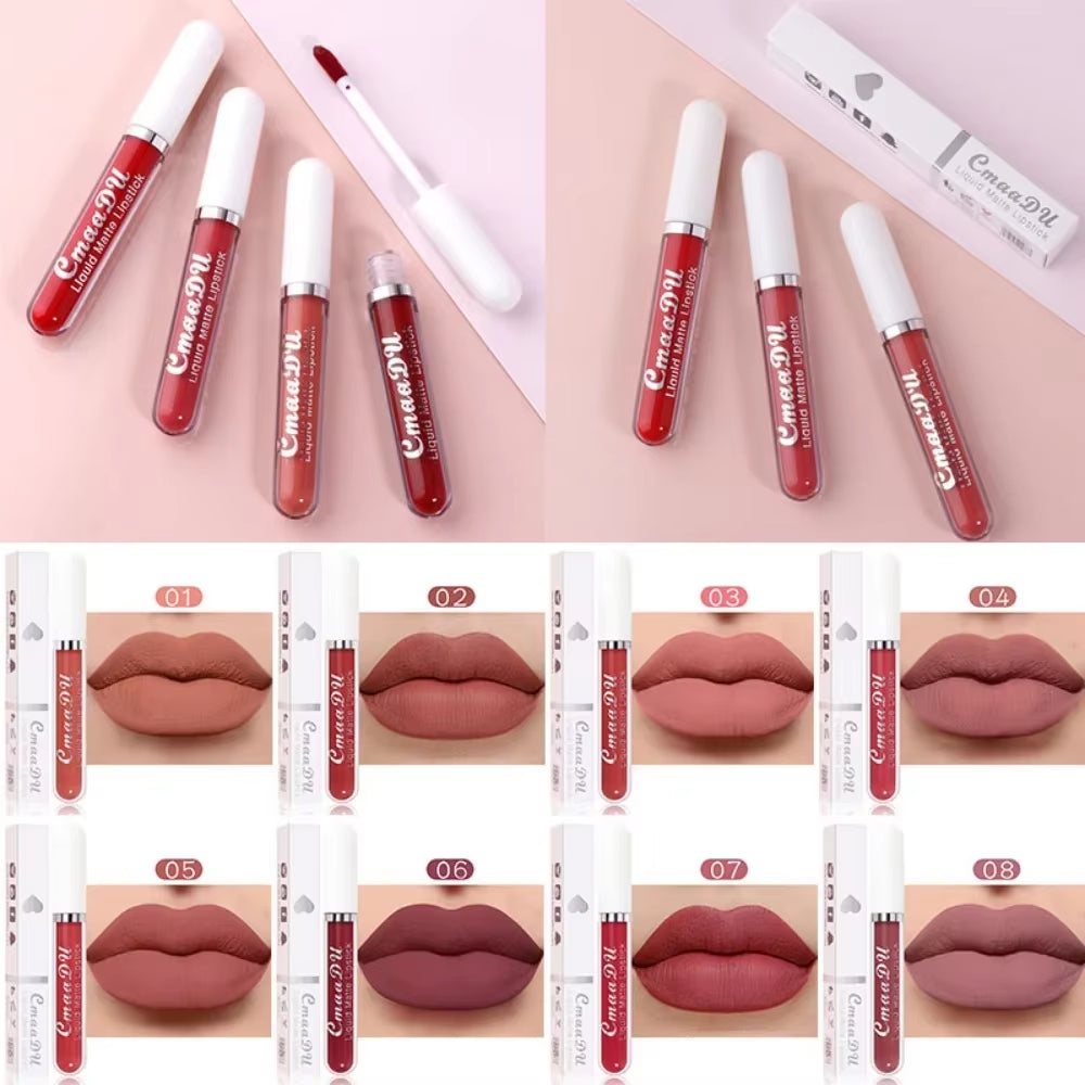 Sexy Long Lasting Velvet Matte Lip Gloss Liquid Lipstick Lip Makeup Women Beauty Red Nonstick Cup Waterproof Lip Gloss