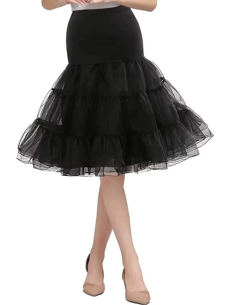 Women'S 50S Vintage Tulle Petticoat Half Slip Tutu Underskirt