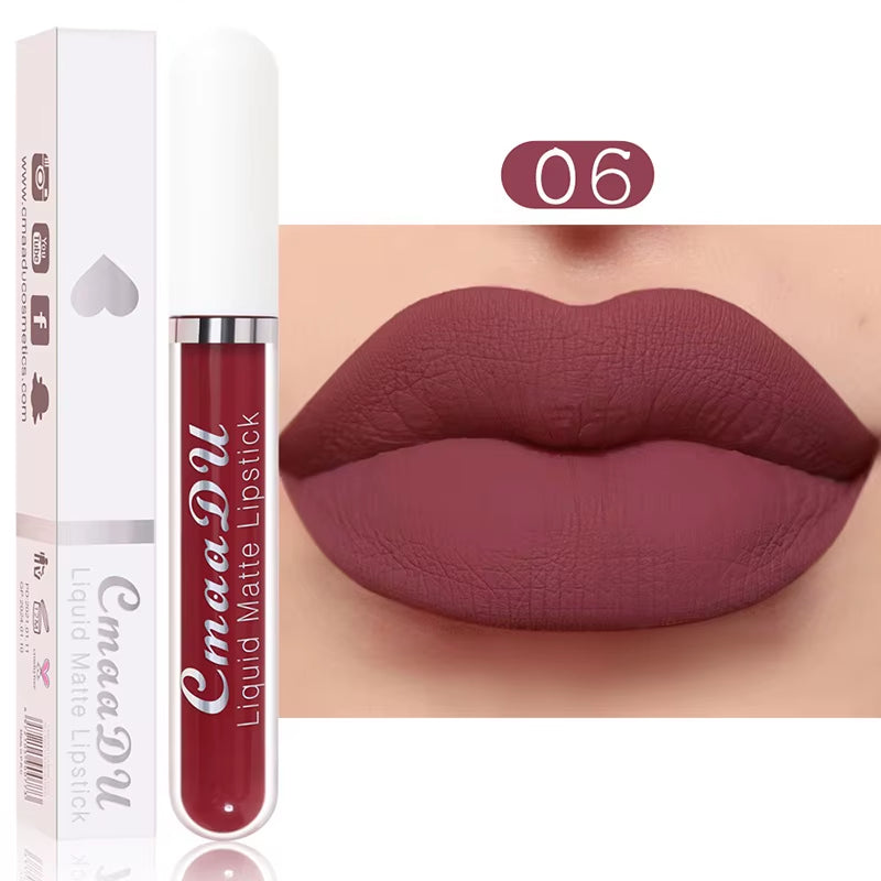 Sexy Long Lasting Velvet Matte Lip Gloss Liquid Lipstick Lip Makeup Women Beauty Red Nonstick Cup Waterproof Lip Gloss