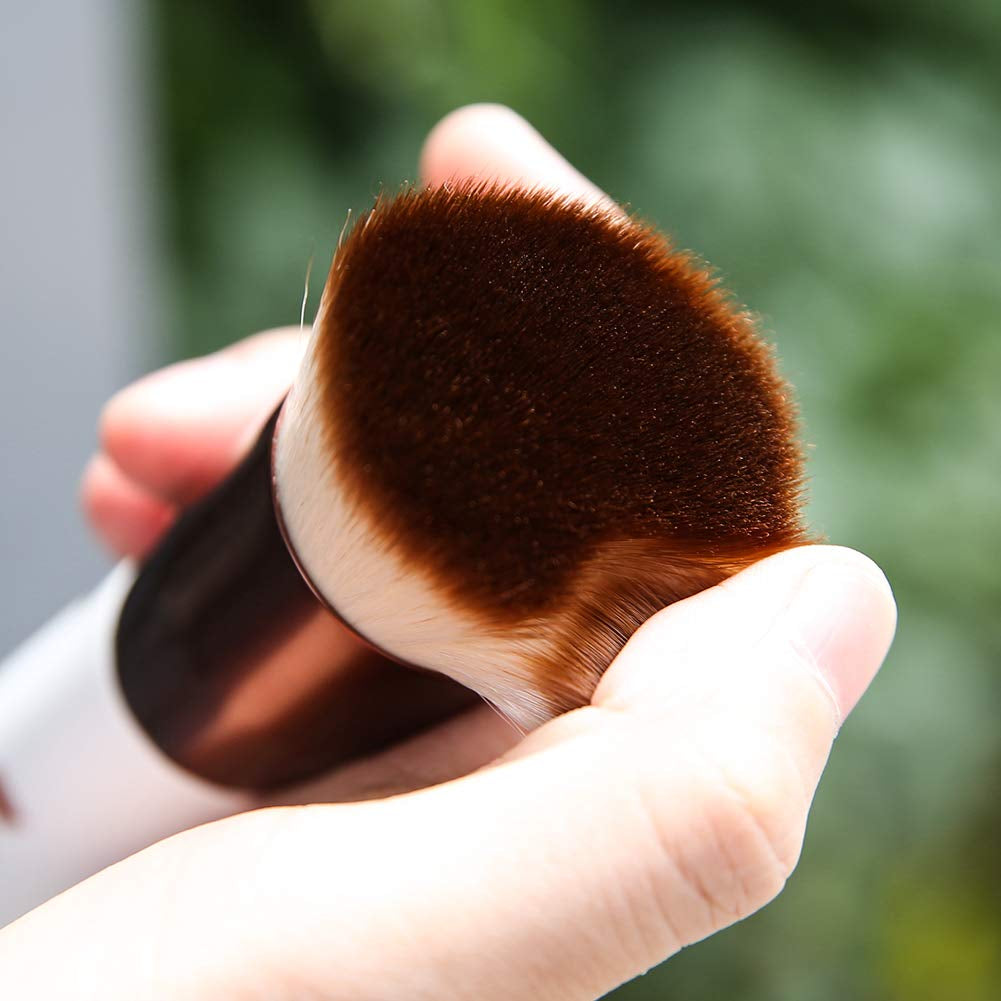 Foundation Brush,Flat Top Kabuki Brush Synthetic Professional Makeup Brush Liquid Blending Mineral Powder Buffing Stippling Makeup Tools, Rose Golden/White