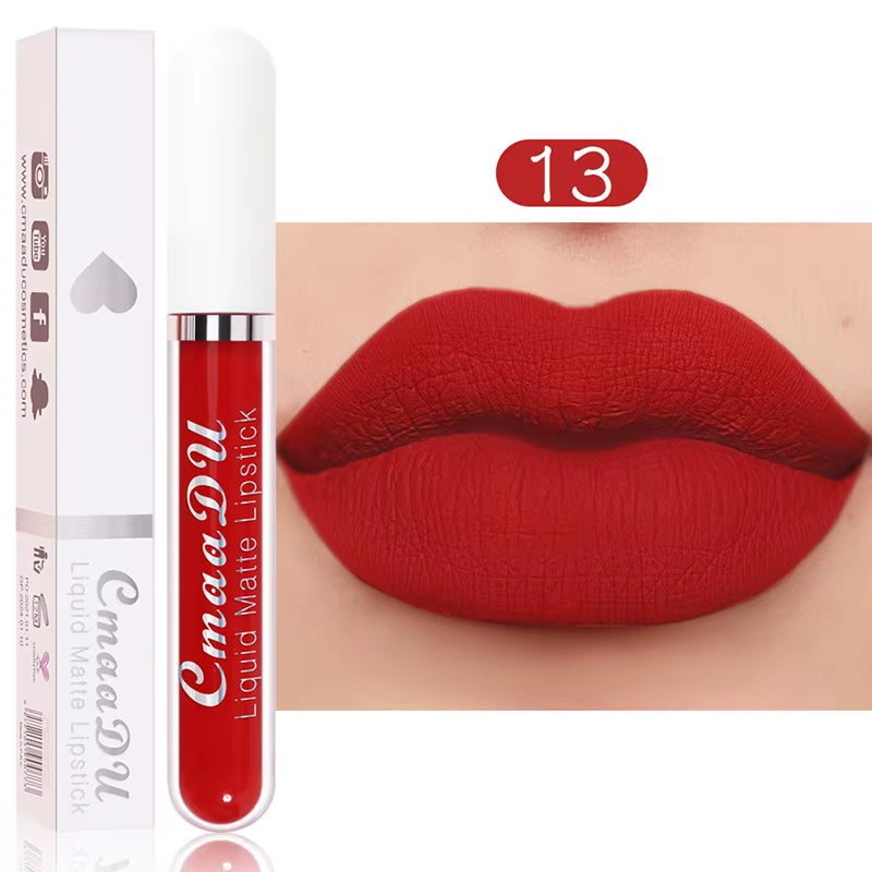 Sexy Long Lasting Velvet Matte Lip Gloss Liquid Lipstick Lip Makeup Women Beauty Red Nonstick Cup Waterproof Lip Gloss