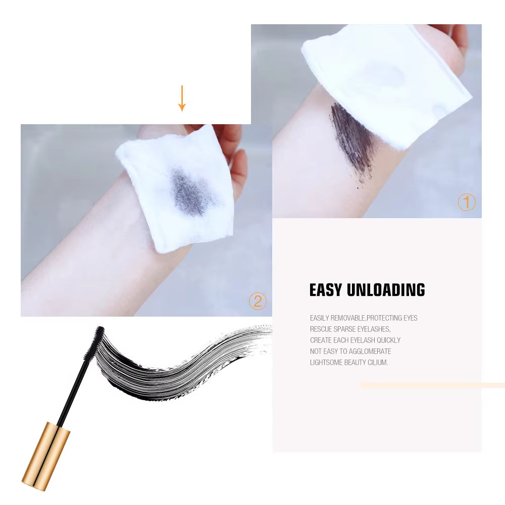 3D Mascara Lengthening Black Lash Eyelash Extension Eye Lashes Brush Beauty Makeup Long-Wearing Gold Color Mascara