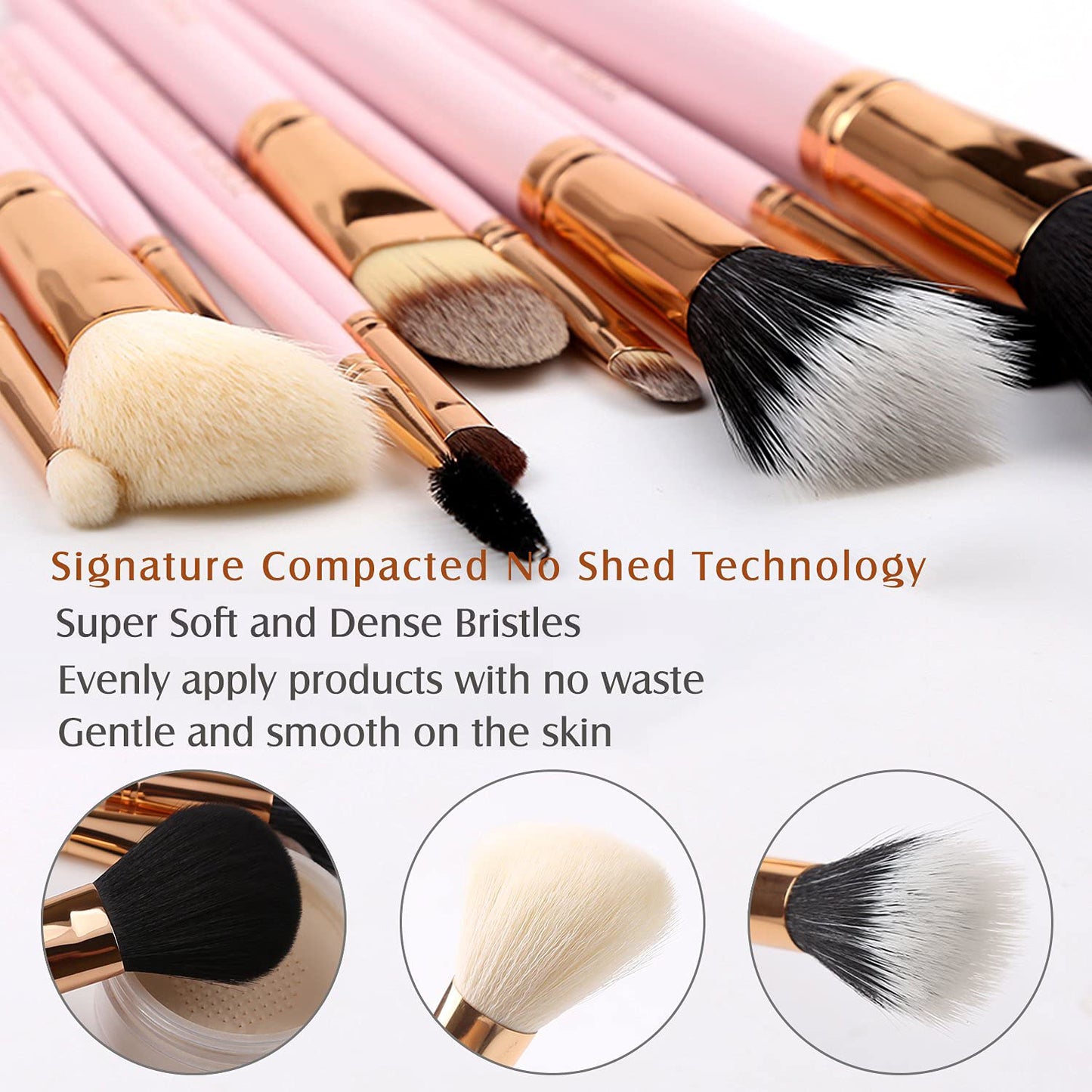 Makeup Brush Set 12Pcs Pink Synthetic Makeup Brushes Travel Set with Holder Makeup Brush Organizer Foundation Powder Contour Blush Eye Cosmetic Brush Sets in Case with Bonus Gift Makeup Sponge