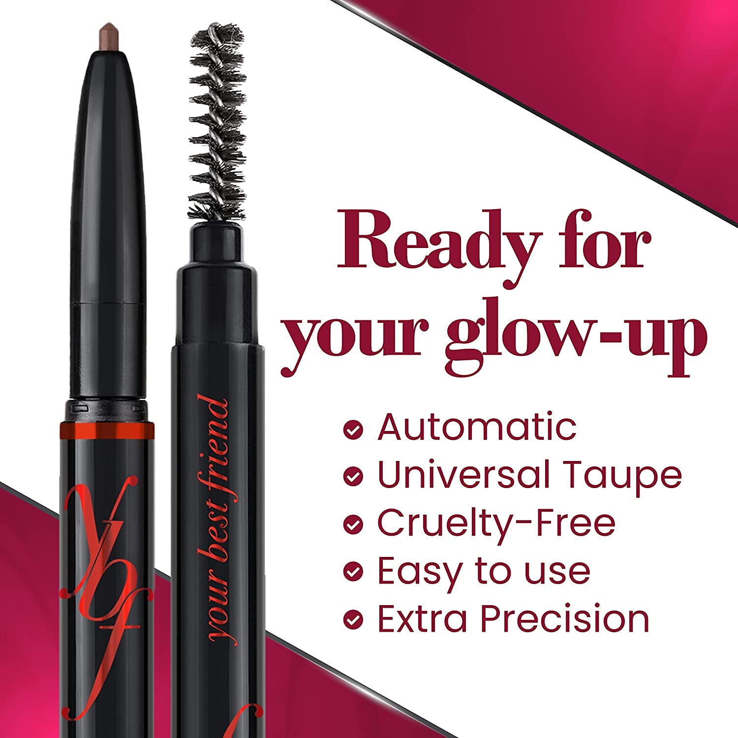 Beauty Eyebrow Pencil - Universal Automatic Brow Pencil with Spoolie Brush - Perfect Eyebrow Makeup Shaper and Filler for Women - All Hair Colors & Skin Tones - Taupe Eyebrow Liner - 2 Pack