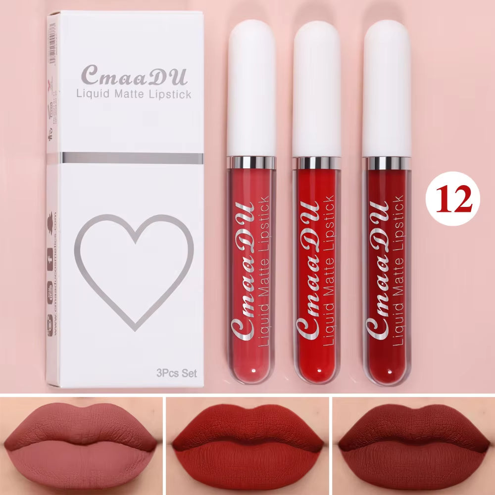 Sexy Long Lasting Velvet Matte Lip Gloss Liquid Lipstick Lip Makeup Women Beauty Red Nonstick Cup Waterproof Lip Gloss