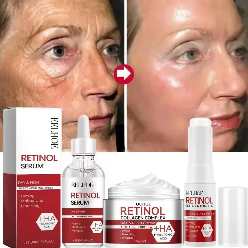 Retinol Anti-Aging Face Set Instant Firming Lifting Remover Wrinkle Serum Fade Fine Lines Whitening Korean Skin Care Products