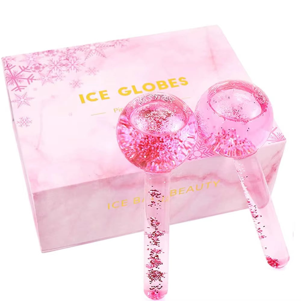 Large Beauty Ice Hockey Energy Beauty Crystal Ball Facial Cooling Ice Globes Water Wave Face and Eye Massage Skin Care 2Pcs/Box