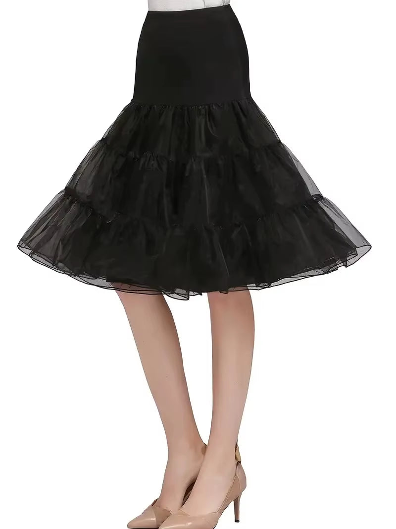 Women'S 50S Vintage Tulle Petticoat Half Slip Tutu Underskirt