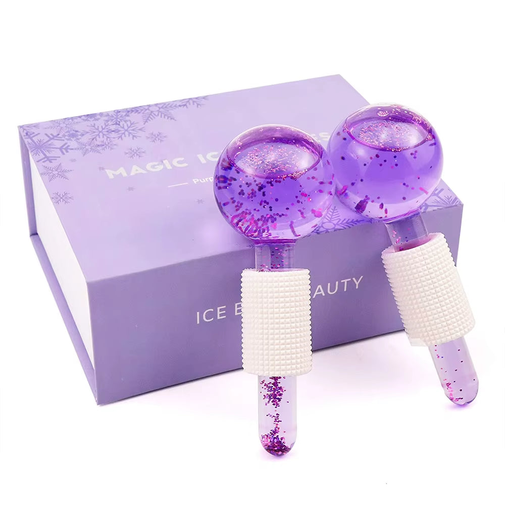 Large Beauty Ice Hockey Energy Beauty Crystal Ball Facial Cooling Ice Globes Water Wave Face and Eye Massage Skin Care 2Pcs/Box