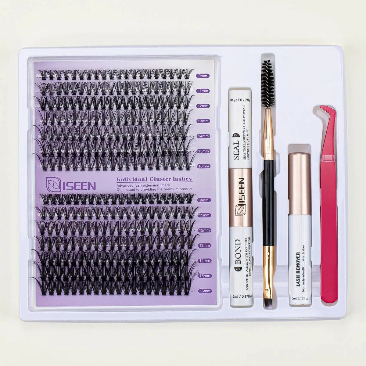 DIY Lash Extension Mix Styles Lash Clusters Individual with Bond&Seal Remover Tweezers Lash Brush for Self Application Makeup