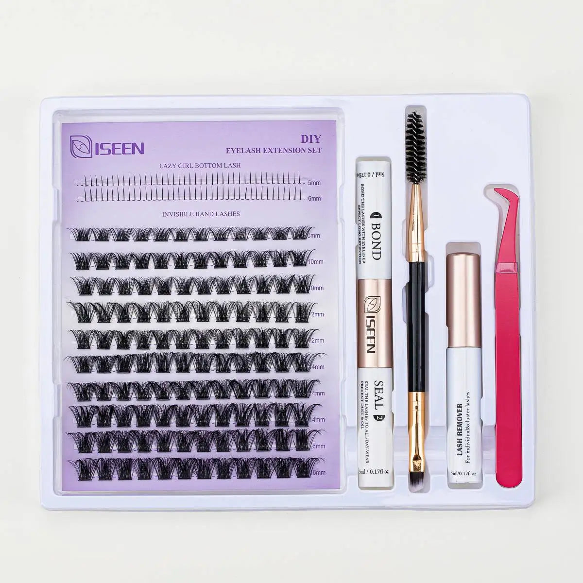 DIY Lash Extension Mix Styles Lash Clusters Individual with Bond&Seal Remover Tweezers Lash Brush for Self Application Makeup