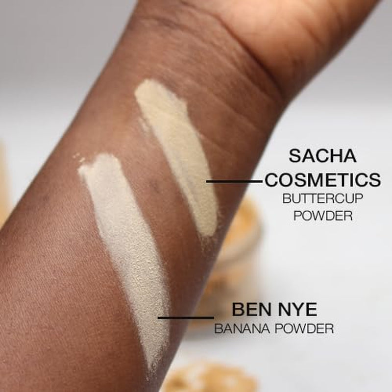 Sacha BUTTERCUP Setting Powder. No Ashy Flashback. Blurs Fine Lines and Pores. Loose, Translucent Face Powder to Set Makeup Foundation or Concealer. for Medium to Dark Skin Tones, 1.75 Oz.