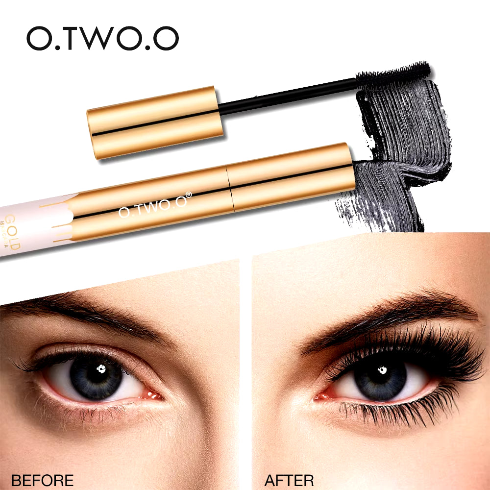 3D Mascara Lengthening Black Lash Eyelash Extension Eye Lashes Brush Beauty Makeup Long-Wearing Gold Color Mascara