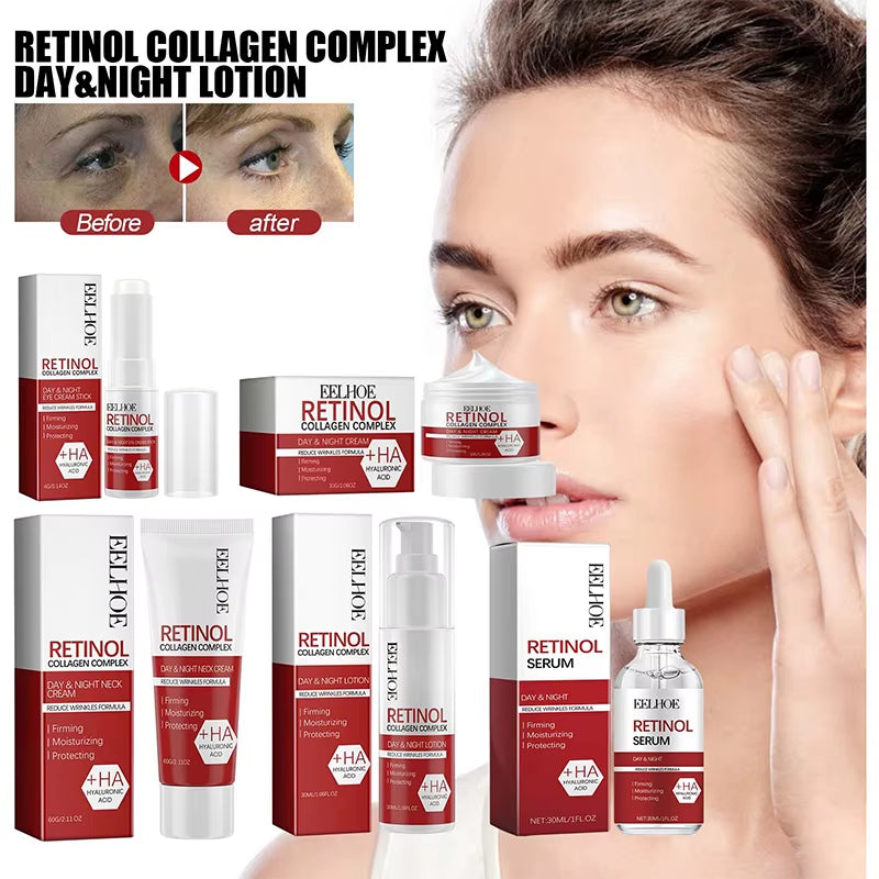 Retinol Anti-Aging Face Set Instant Firming Lifting Remover Wrinkle Serum Fade Fine Lines Whitening Korean Skin Care Products