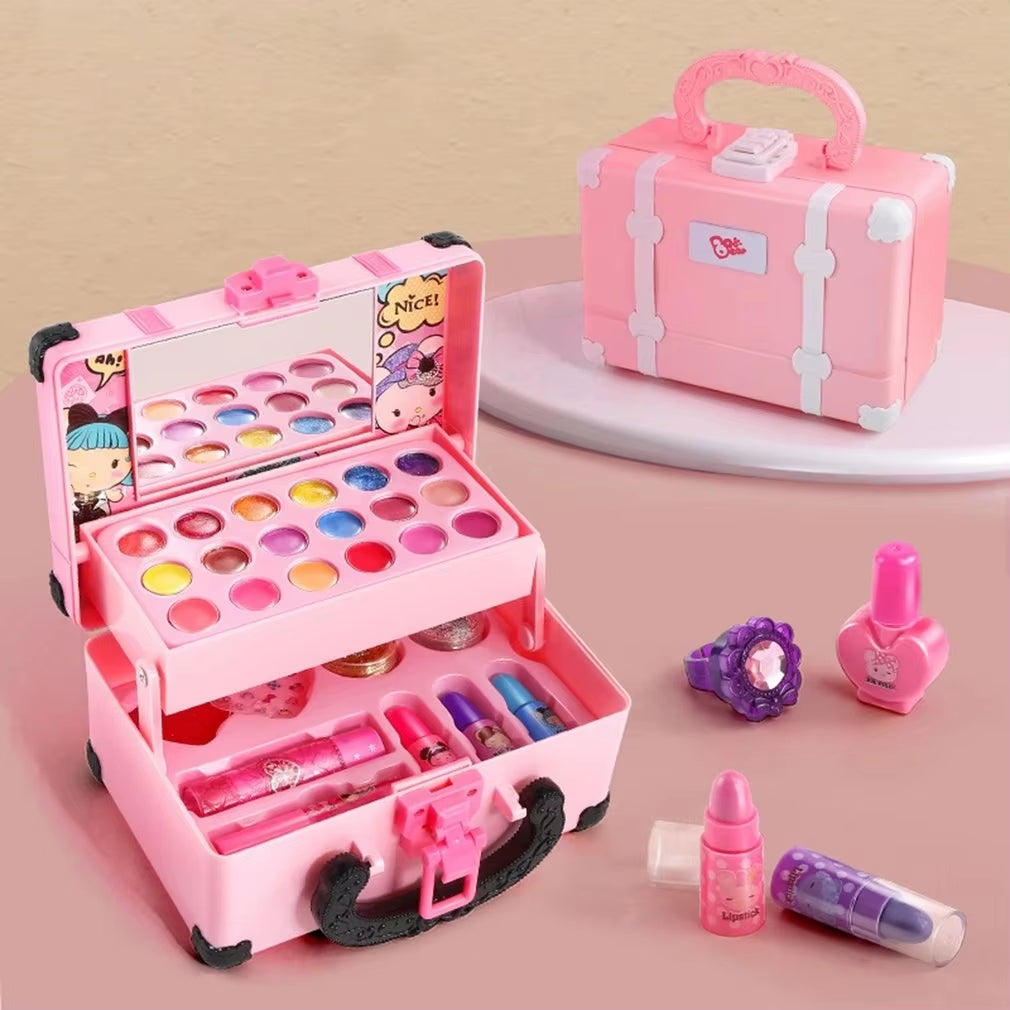 Children Makeup Cosmetics Pretend Playing Box Princess Make up Girl Toy Play Set Lipstick Eye Shadow Safety Nontoxic Kit Toy Kid