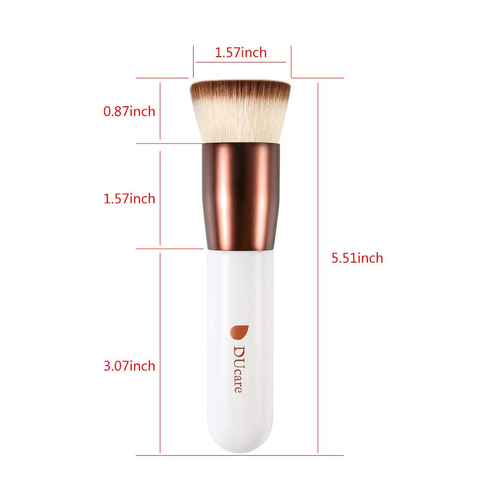 Foundation Brush,Flat Top Kabuki Brush Synthetic Professional Makeup Brush Liquid Blending Mineral Powder Buffing Stippling Makeup Tools, Rose Golden/White