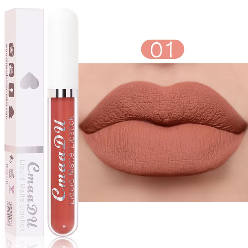 Sexy Long Lasting Velvet Matte Lip Gloss Liquid Lipstick Lip Makeup Women Beauty Red Nonstick Cup Waterproof Lip Gloss