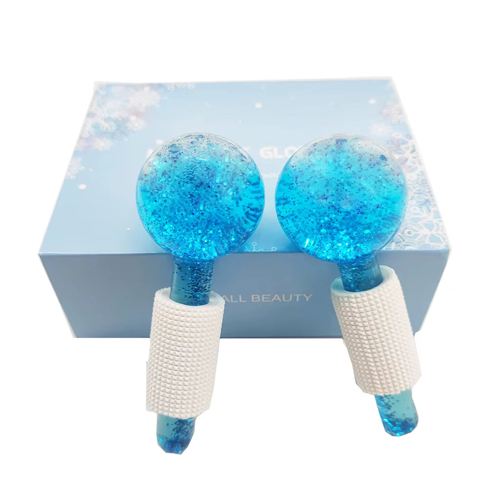 Large Beauty Ice Hockey Energy Beauty Crystal Ball Facial Cooling Ice Globes Water Wave Face and Eye Massage Skin Care 2Pcs/Box