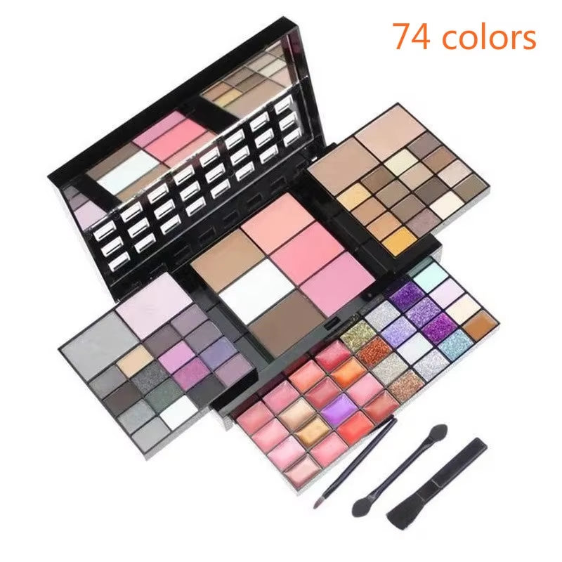 40/74/78 Colors Glitter Eyeshadow Palette Matte Waterproof Long Lasting Pressed Powder Cosmetics Kit Fashion Women Makeup Tools